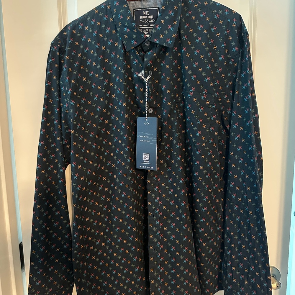 INC International Concepts Dark Blue Floral Shirt